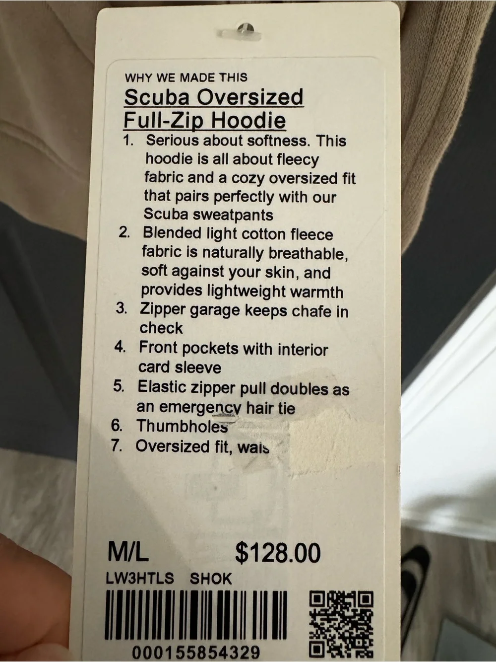 NWT Lululemon Scuba Oversized Full-Zip Hoodie M/L